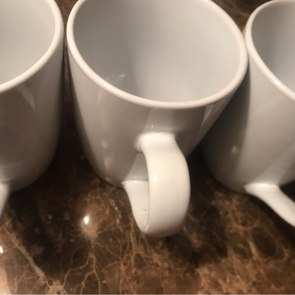 3 piece plain white coffee mug set.